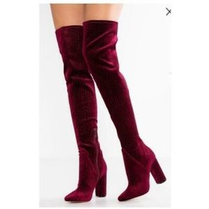 Aldo Over The Knee Burgundy Boots